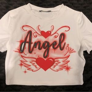 Angel Letter Heart Crop Top